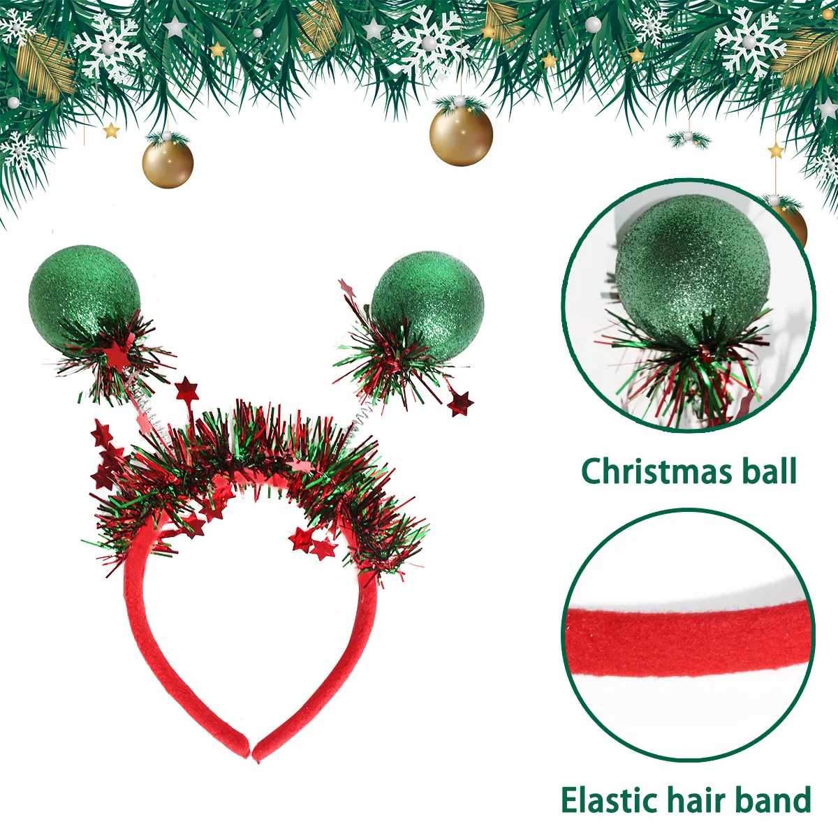 1Pcs Christmas Headband Christmas Ball Headbands Hair Hoop Christmas Costume Props Christmas Hair Accessories for Women Adults - Image 4