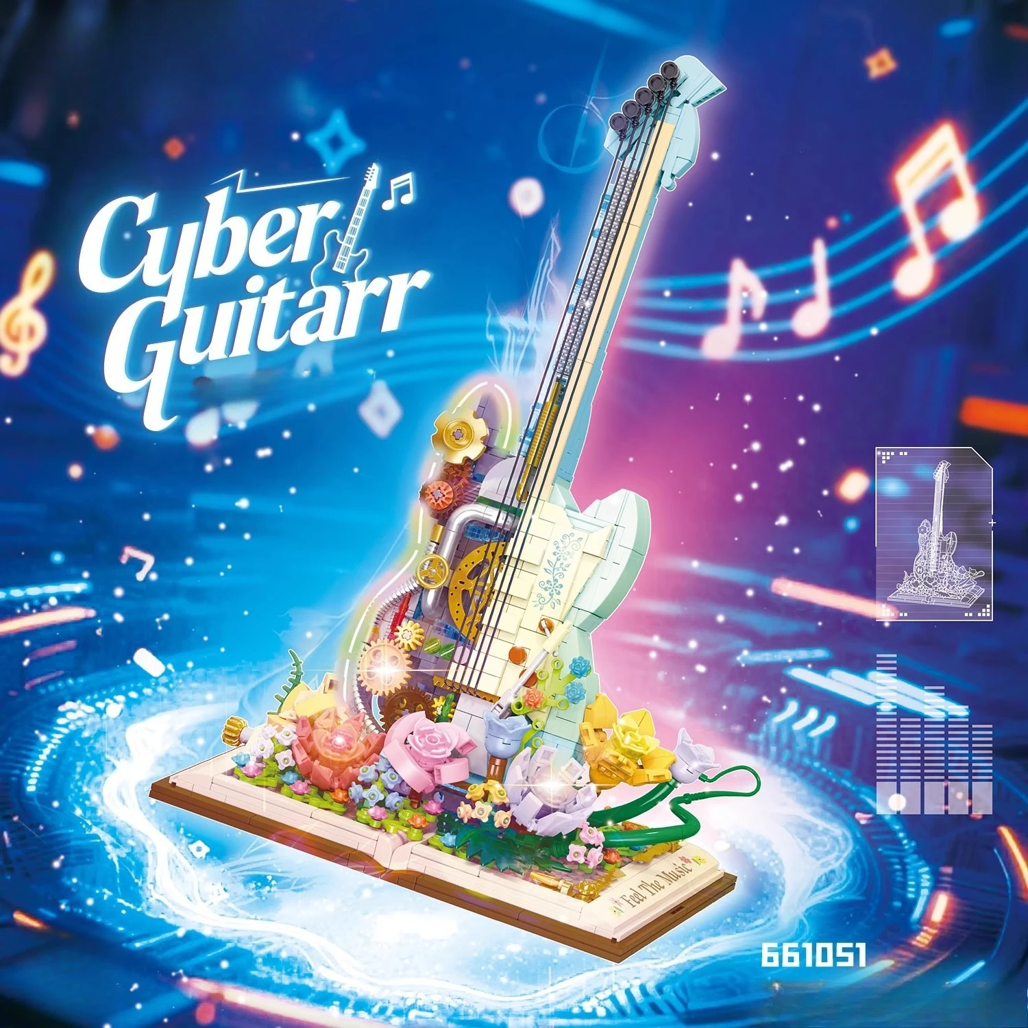 

Киберпанк электрогитара строительные блоки детские развивающие бессмертные цветы собранная игрушка коллекция модель орнамент подарок
