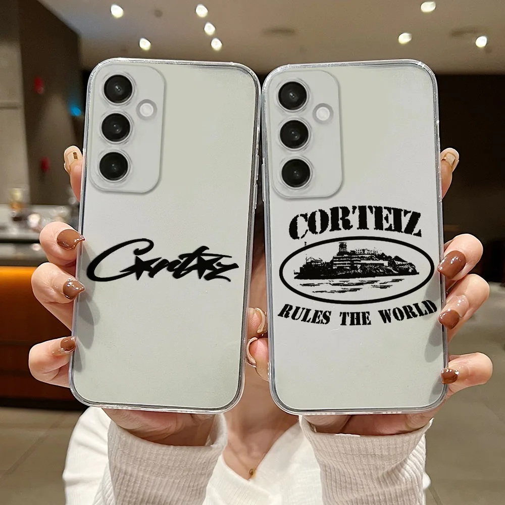 Phone Case for Samsung S25 S24 S23 S22 S21 S20 S10 FE Note20 Note10 Plus Ultra Lite 5G The World-C-Corteizs-Clear Soft TPU Cover