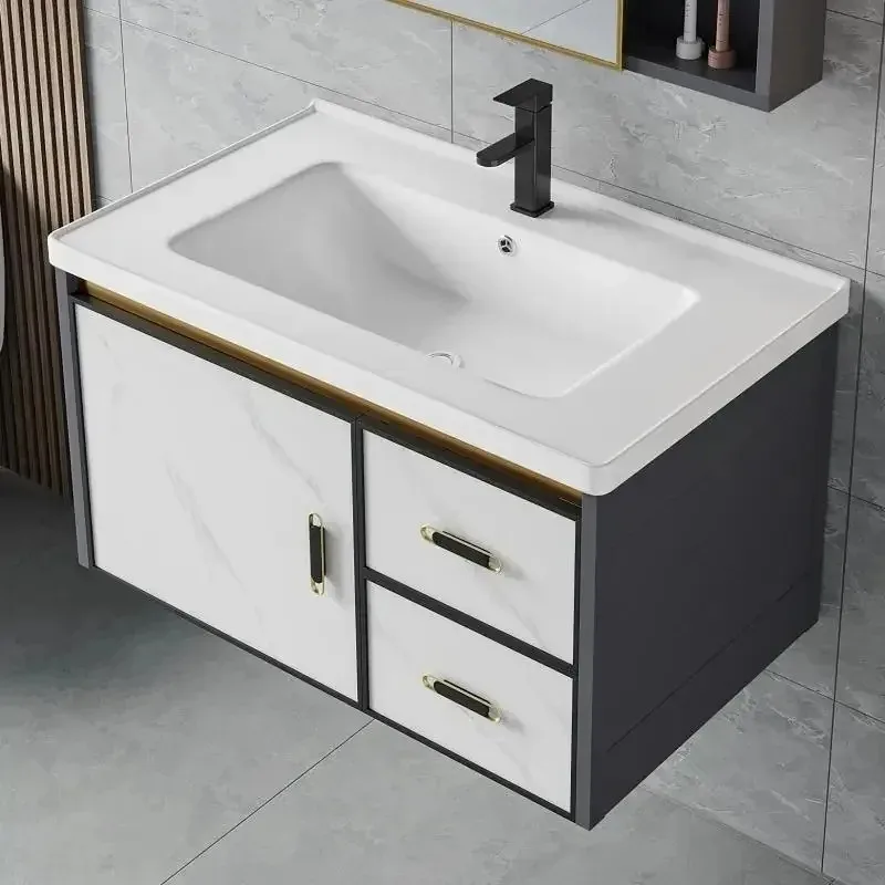 

Smart Wall-mounted Washbasin Combination Washbasin Small Unit Washbasin Toilet Space Aluminum Bathroom Cabinet Simple