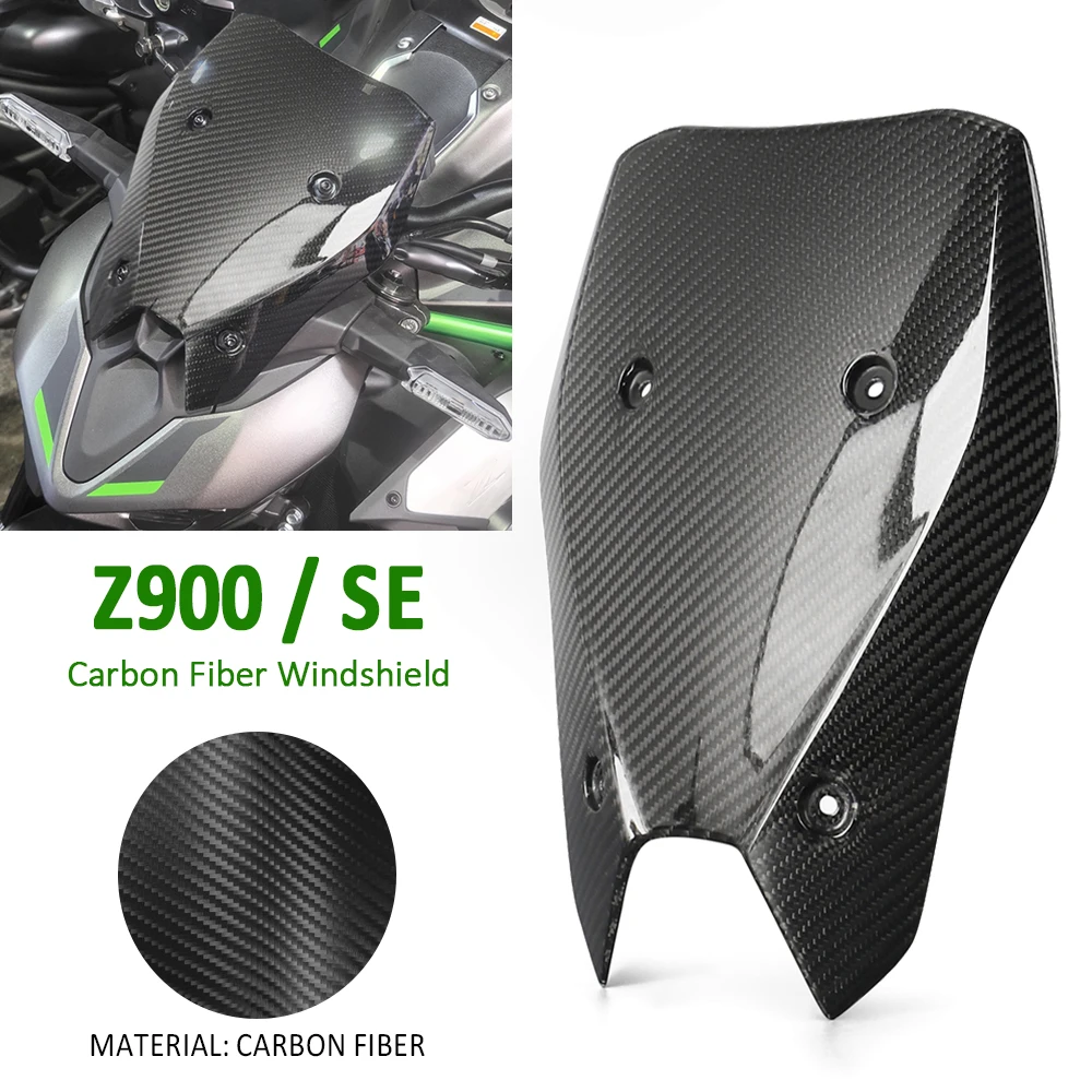 

Carbon Fiber Material Motorcycle Front Windshield WindScreen Deflectors Accessories For Kawasaki Z900 SE Z900SE Z 900 2025