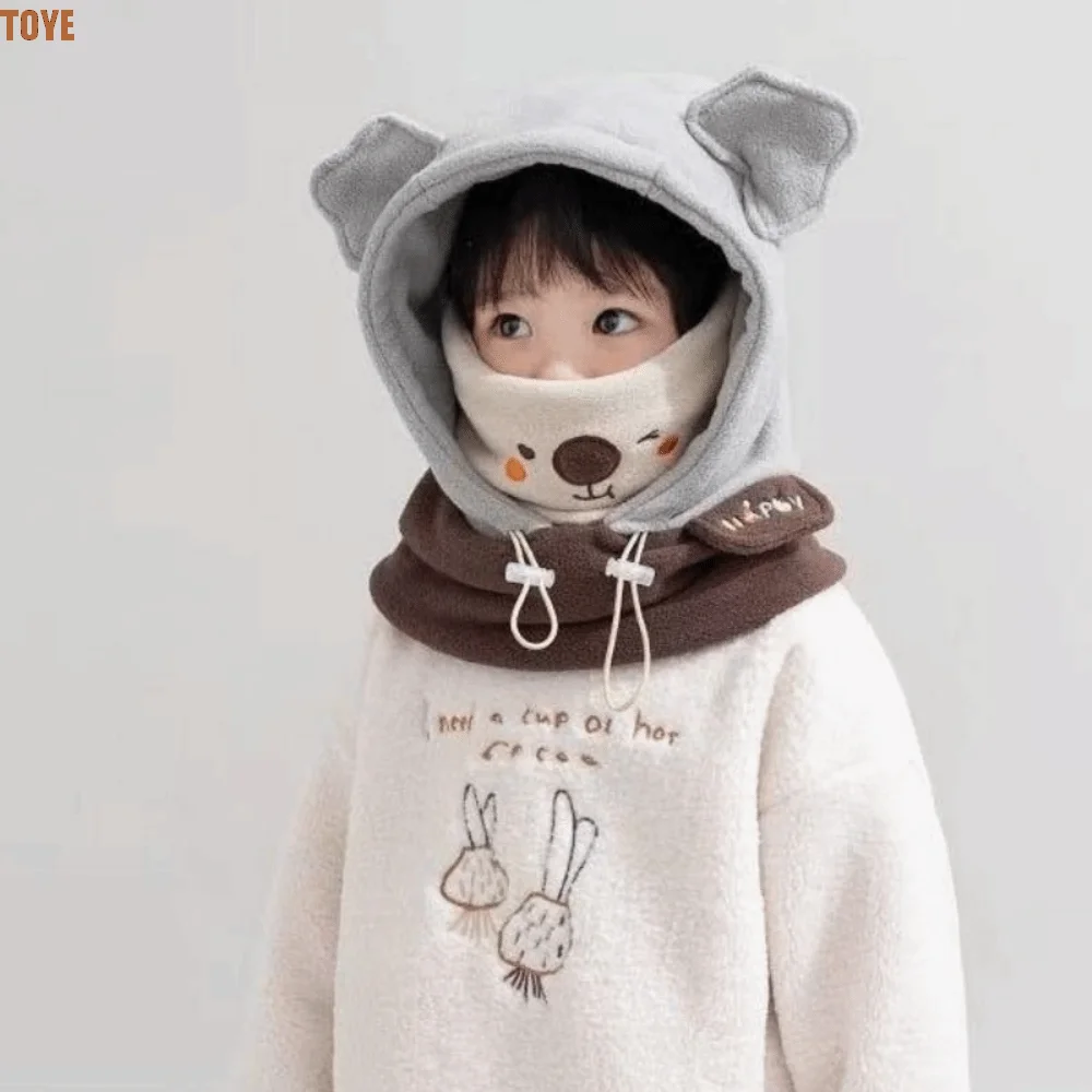 

Face Cover 3 in 1 Cute Winter Hats Soft Plush Cartoon Balaclava Hat Thickened Keep Warm Cartoon Animal Beanie Hats Winter Season