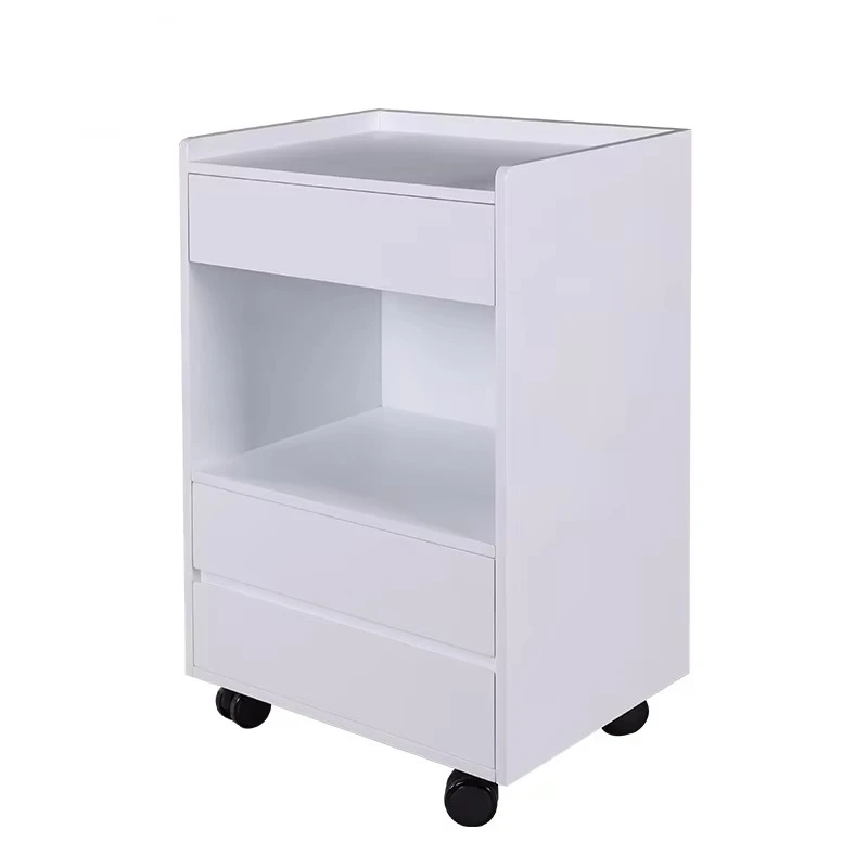 Multifunction Beauty Trolley, 4-Wheel Pedicure Nail Cart, Easy Moving Salon Trolley, MDF Material, Beauty Machine Storage