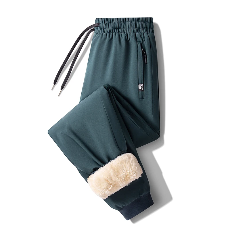 

Men's Winter Casual Pants Thickened Windproof Thermal Cotton Trousers For Outdoor Wear Solid Color Mens Winter Pants
