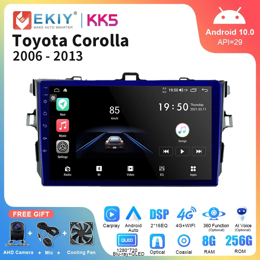 

EKIY KK5 9inch 2 din Android Car Stereo Radio for Toyota Corolla E140/150 2007 2008 2009 2010 2011 2012 2013 Multimedia Player