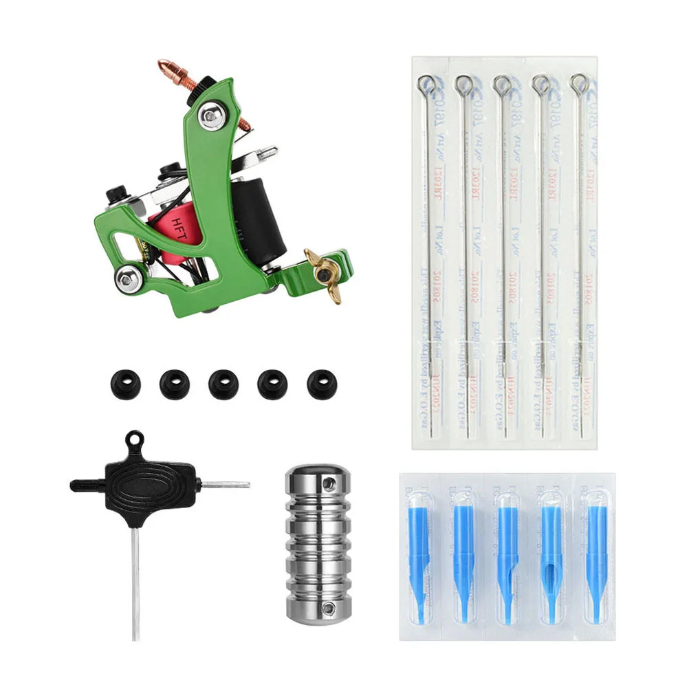 

Coil Machine Kit Professional Copper Coil Machine Rubber Bands 3rl Needles Needle Cover Handle Hexagon Wrench Microblading