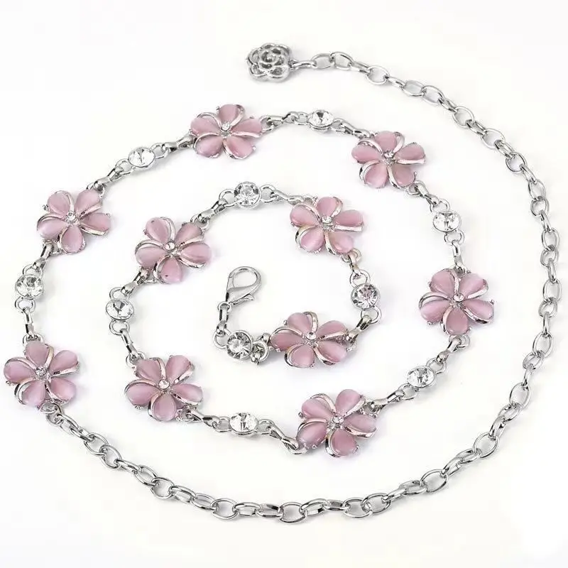Women's metal waist chain Korean version small flower belt with dress decoration belt sweater belt fashion accessories versatile