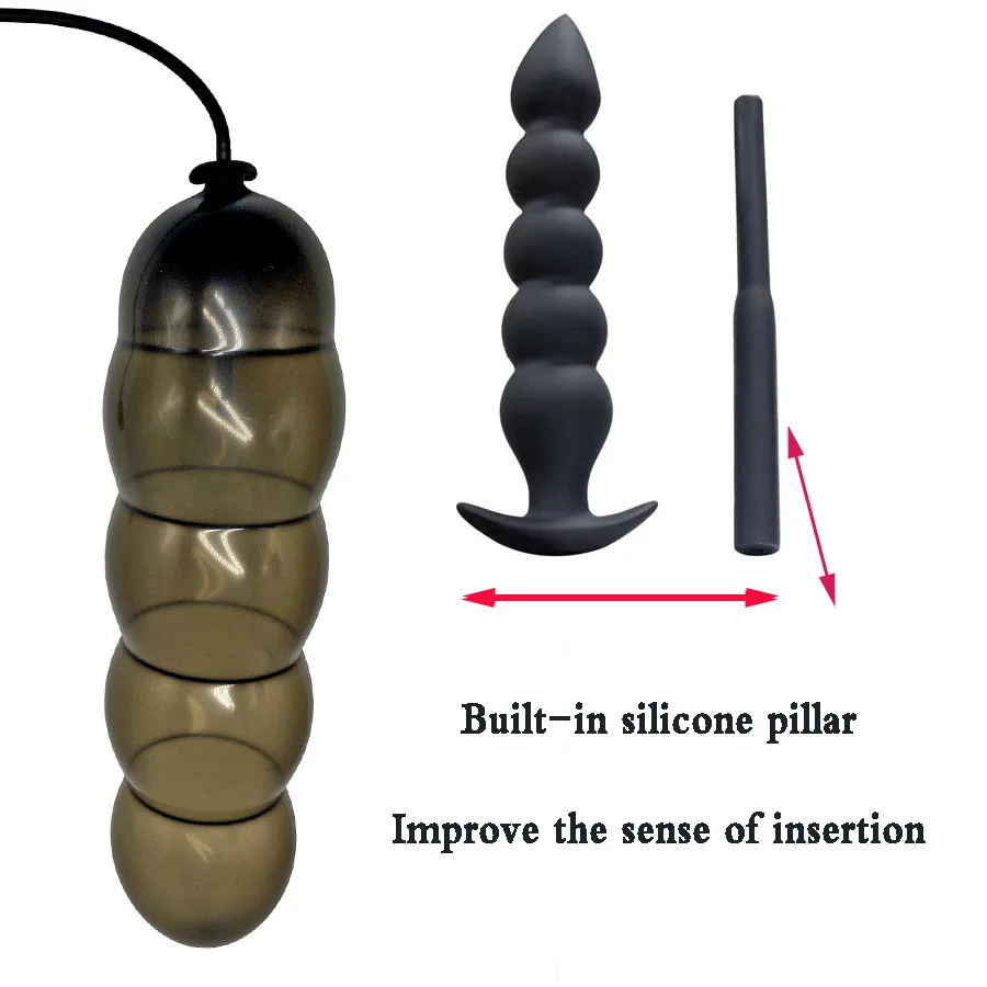 Expansion Diameter 14cm Inflatable Dildo Anal Plug with 5 Beads Built-in Silicone Column Huge Butt Plug Ass Dilator Anal Sex Toy - Image 5