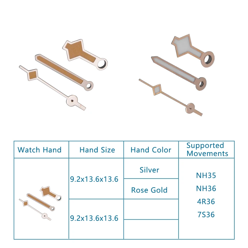 NH35 핸드, C3 녹색 발광, 시계 부품 및 액세서리에 적합, 크기 9.2MX13.6MX13.6MM, 7s26 4R35 4R36, NH35 NH36