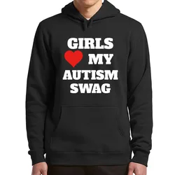 Girls Love My Autism Swag Hoodies Funny Autistic Introverts Gift Hooded Sweatshirt Casual Y2k Unisex Soft Pullovers