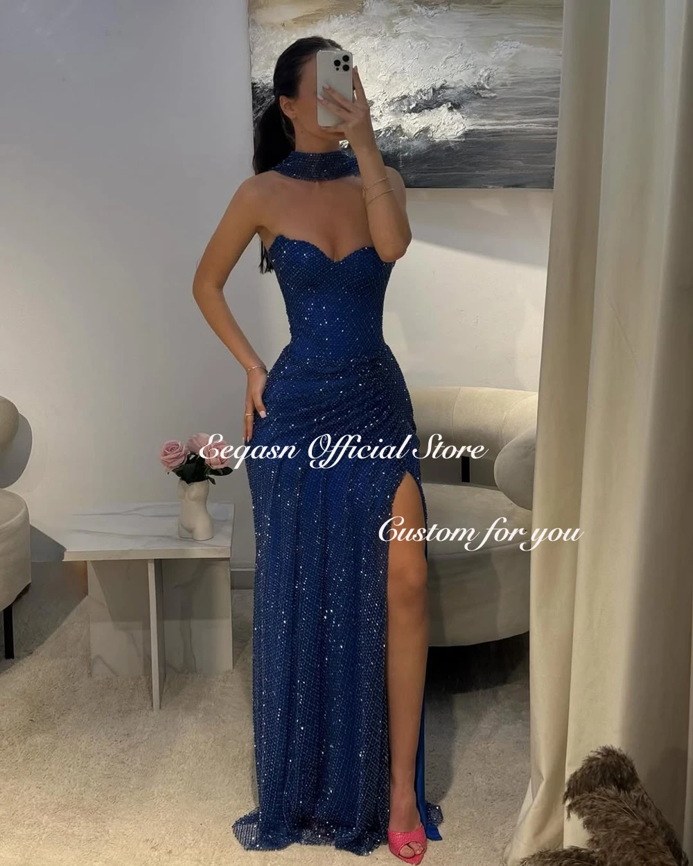 Sexy Women Evening Dresses Sweetheart Mermaid Vestidos De Noche Corset Back Bespoke Occasion Dresses Side High Split Customized
