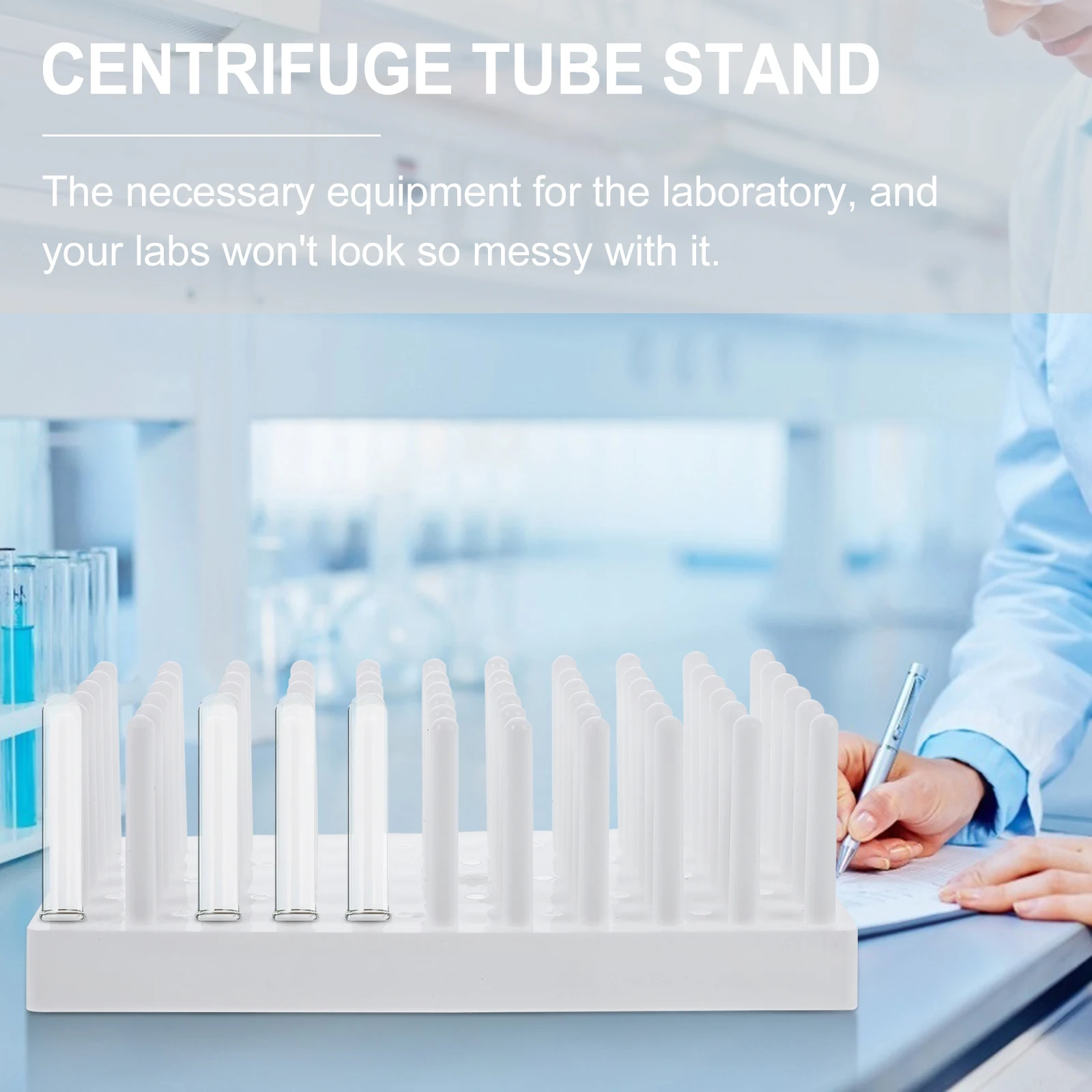 

Test Stand Peg Test Tube Holder Drying Polypropylene White Lightweight Storage Bench Tube Holder