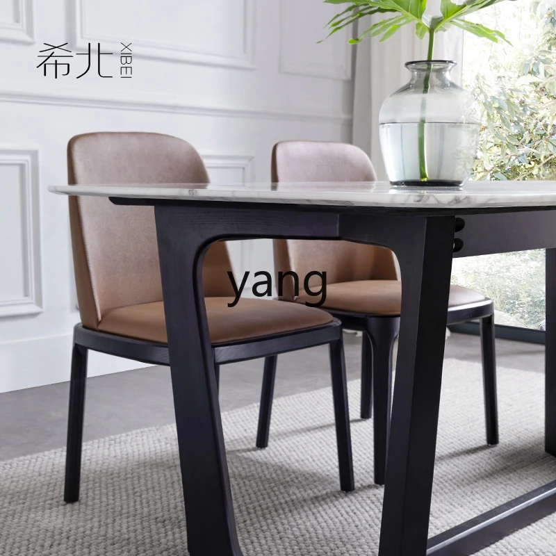 Yjq Small Apartment Dining Room Comfortable Backrest Internet Celebrity Dining Room Leather Dining Chair Home