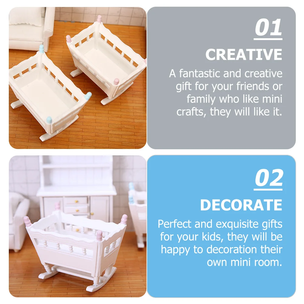 

Mini House Cradle Wood Material Exquisite Texture for Kids Room Decoration Miniature Cradles Dollhouse Furniture