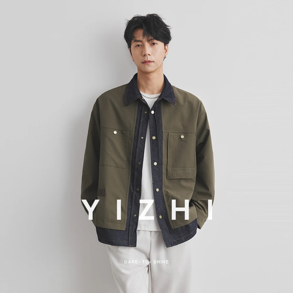 Fashion Men's New Workwear Jacket 2025 Spring and Autumn American Loose Windproof Waterproof Outdoor Jacket Lapel Button Top - Image 4