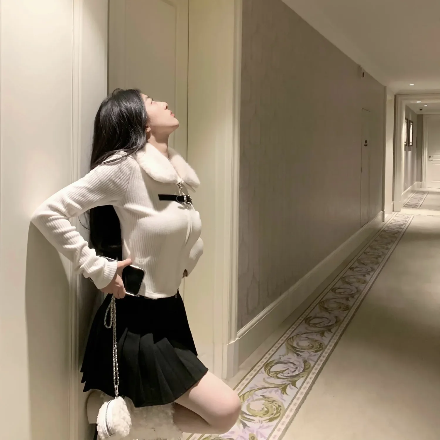 Maglione lavorato a maglia pullover vintage bianco Y2k donna estetica Harajuku elegante pullover a maniche lunghe moda anni 2000 vestiti autunno nuovo