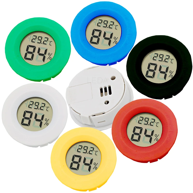 1Pcs Mini LCD Digital Thermometer Hygrometer -50~ +70°C Round Temperature Humidity Sensor Detector Fridge Freezer Tester