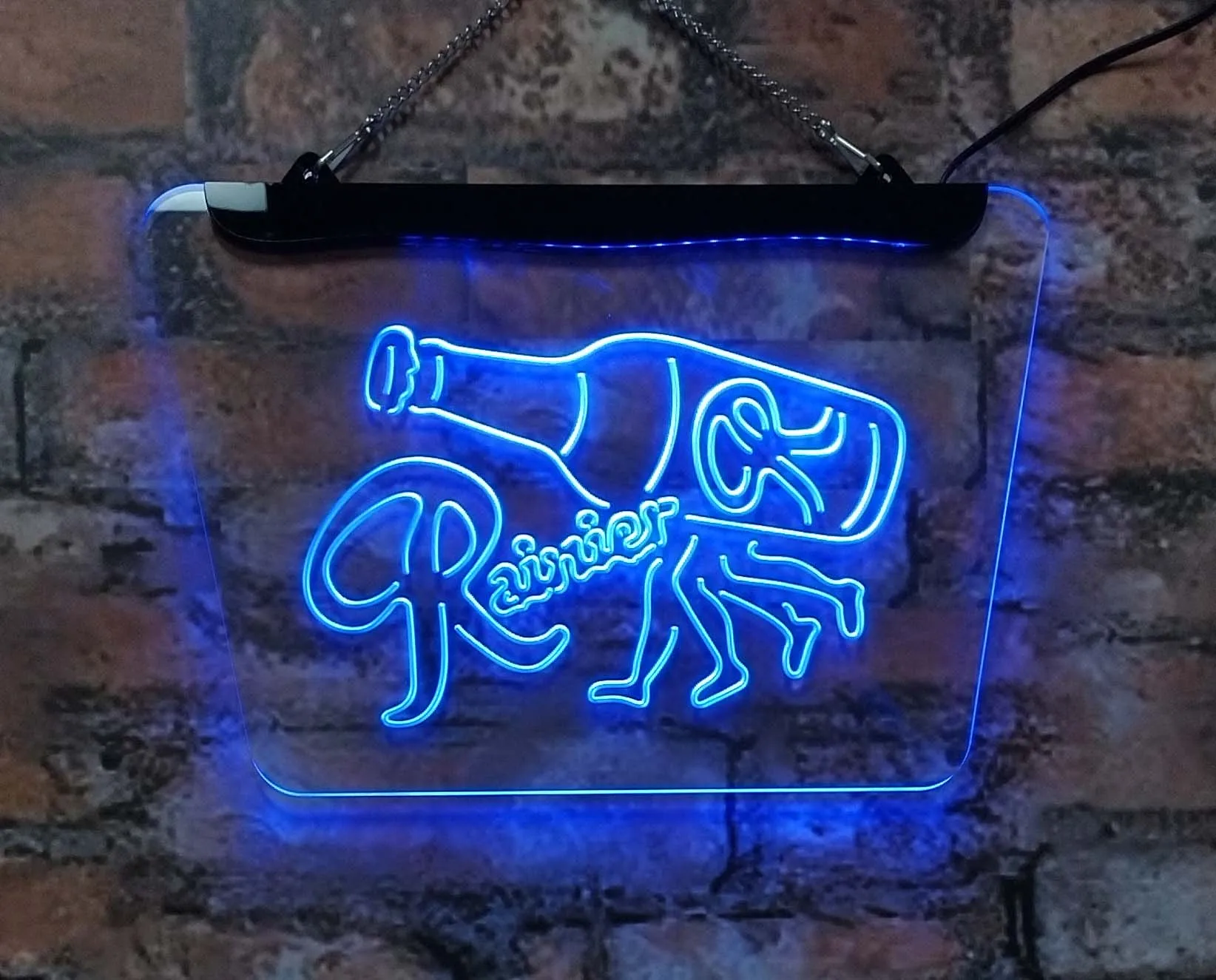 

Rainier's big beer, bar and club neon sign, home decoration, interior wall art, blue pink, 20*30, for room, store, man's cave