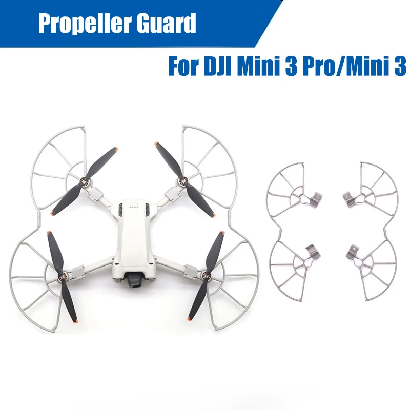 Protetor de hélice para DJI Mini 3 Pro e Mini 3 Landing Gear, Protetor de hélices integrado, Anéis de blindagem, Drone Guards Acessórios