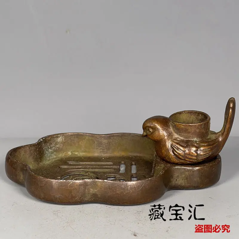 Antique Bronze Backflow Incense Censer Old Collection Hand Carved Hollow Hundred Fu Zen Style Incense Holder Tea Desk Decor