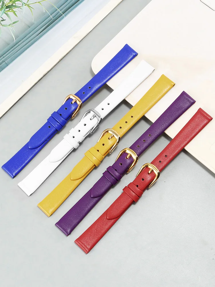 Universal Leather Watch Strap Of Various Brands 6/8/10/12/13/14/15/16/17/18mm Flat Interface Milanese precision Steel Watchband