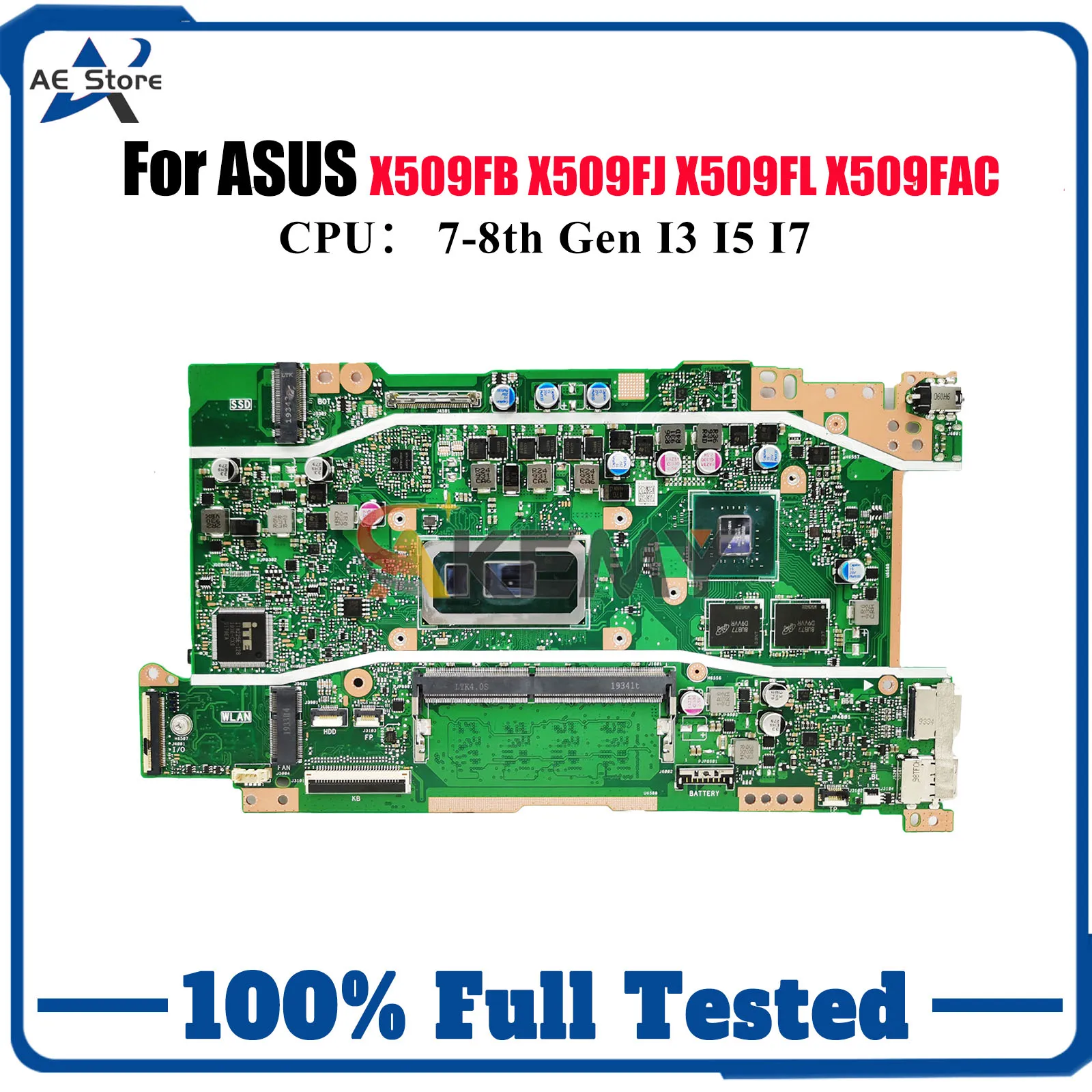 

X509FB Laptop Motherboard For ASUS X509FAC F509F Y5200F X509FL X509FJ A509F X509F Mainboard With I3 I5 I7 CPU 100% tests OK stk