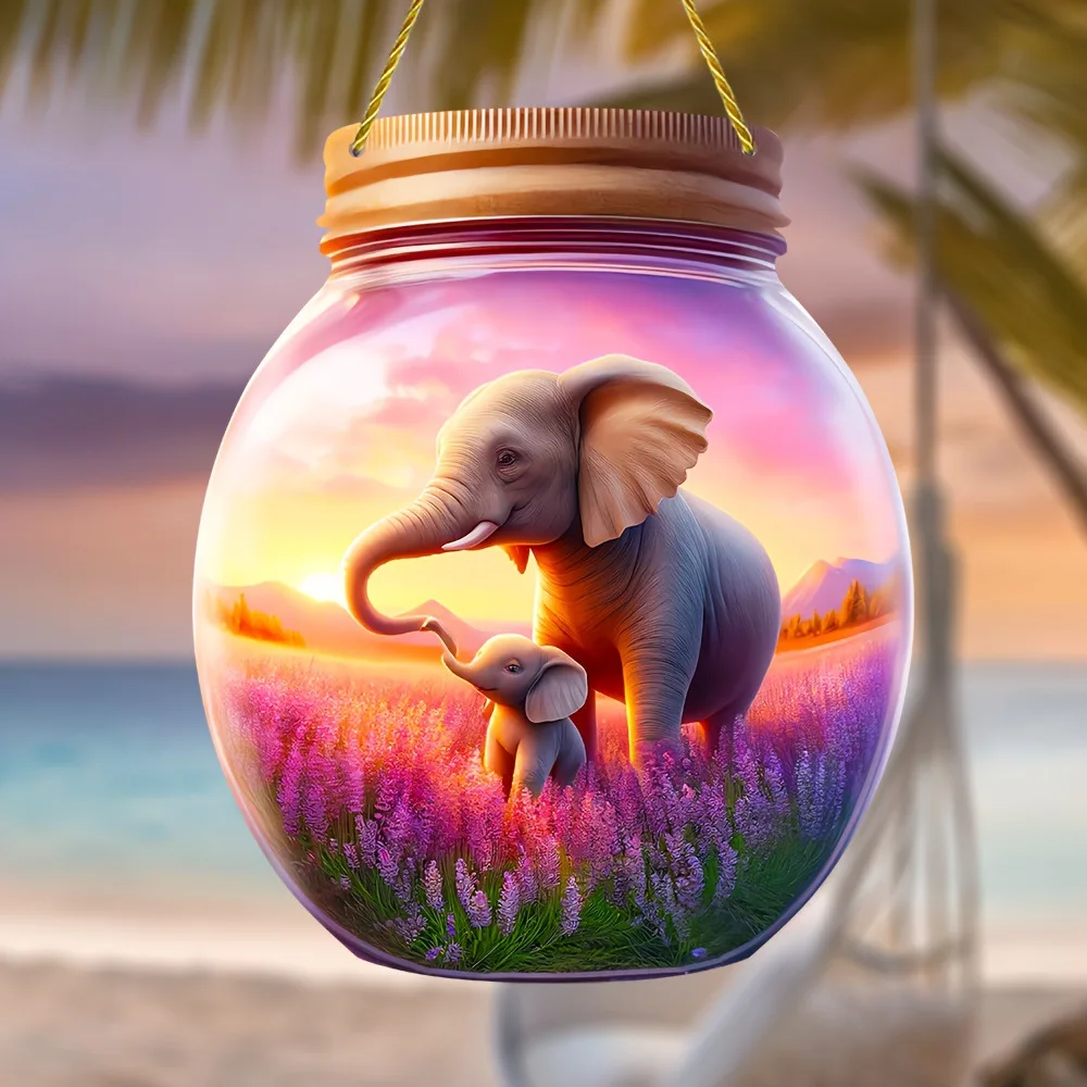 

Elephant Catcher Home Back Garden Decorations Stained Glass Style Window Pendants