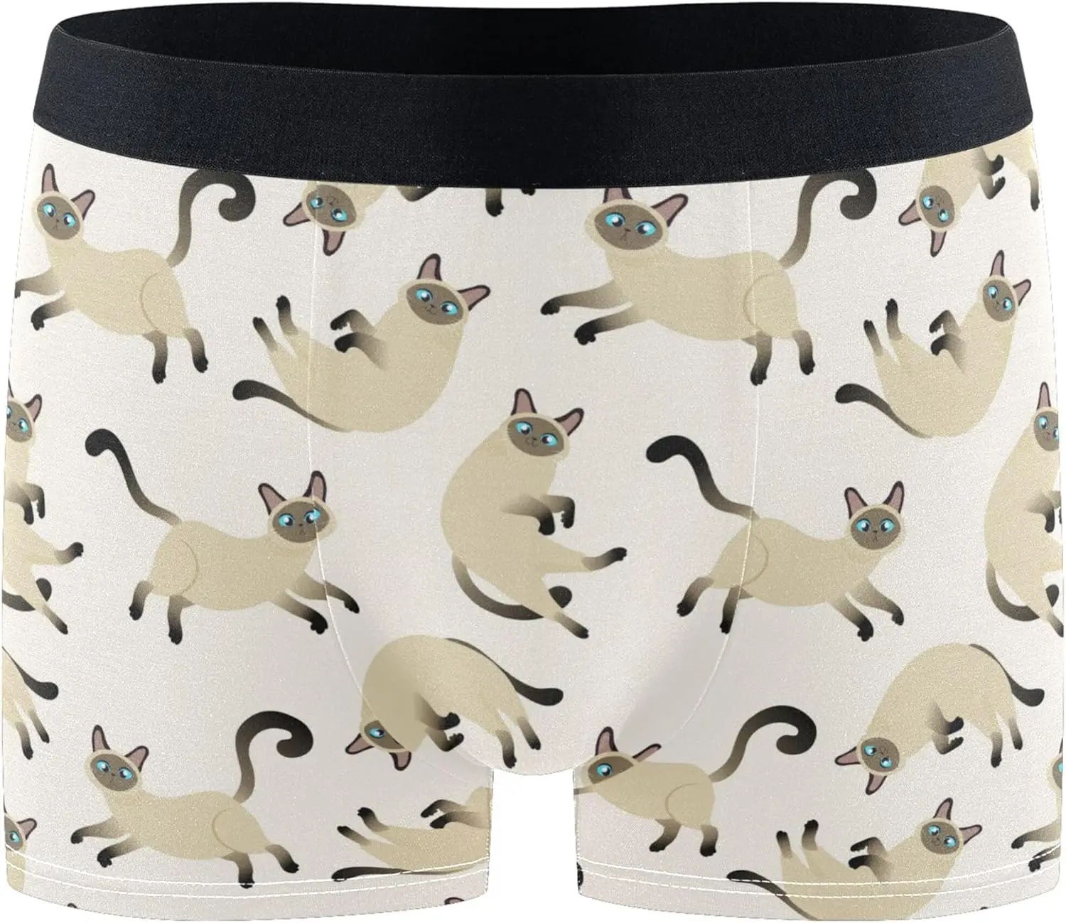 

Siamese Cat Men's Boxer Briefs Soft Breathable Cute Pets Animal Underpants with Stretch Waistband Soft Underwear