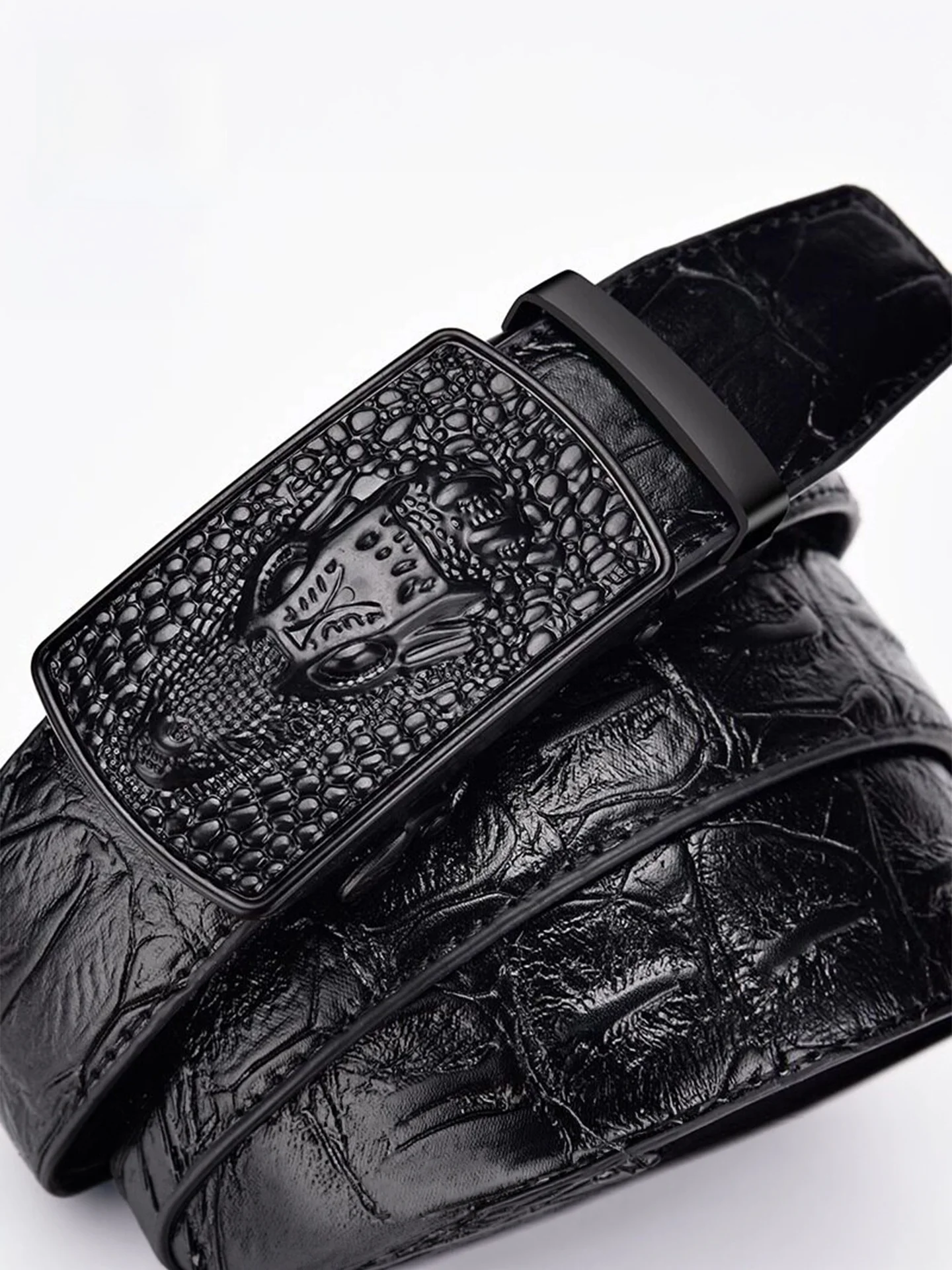 Genuine Leather Belt Automatic Buckle Casual Men's Belt Business Casual Trendy Cowhide Width 3.5cm Alloy Buckle Waist Belt