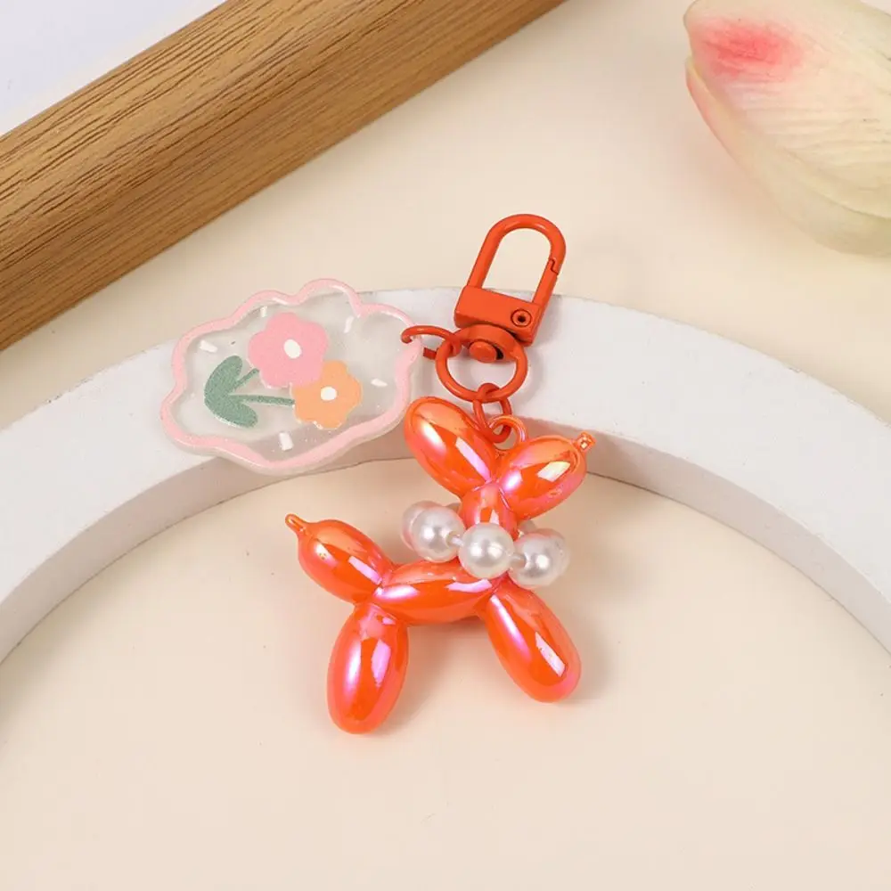 Funny Kawaii Jelly Dog Balloon Keyring Cute Acrylic Puppy Keychain Dog Colorful Tulip Pendant Jewelry Gift