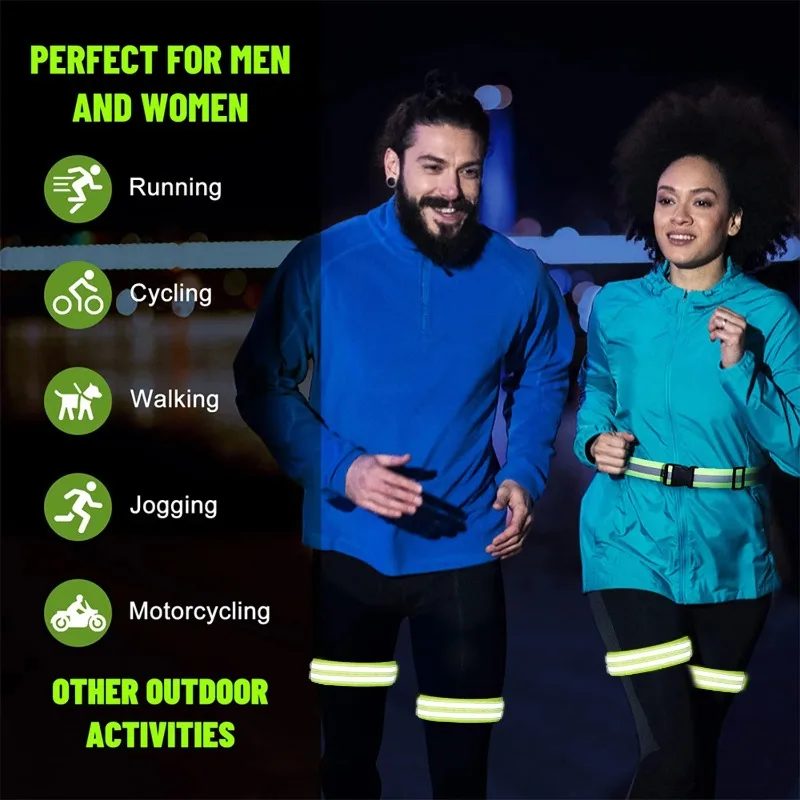 20/2x شرائط عاكسة عالية الوضوح للمعصم الذراع الكاحل الساق ليلة المشي الدراجات الجري الركض التنزه عاكس الشريط الفرقة