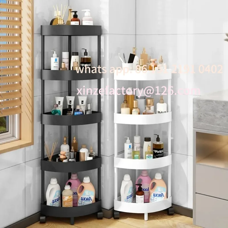 

Customizable Movable Bathroom Corner Triangle Shelfs Bathroom Corner Cabinet Shelf Rolling Storage Cart
