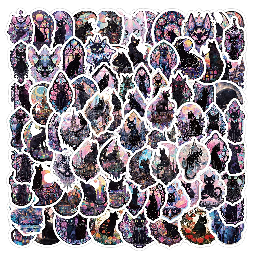 10/30/50/100pcs Cute Gothic Pink Black Cat Aesthetic Stickers Skateboard Laptop Phone Car Stationery Sticker Decals Kids Toys