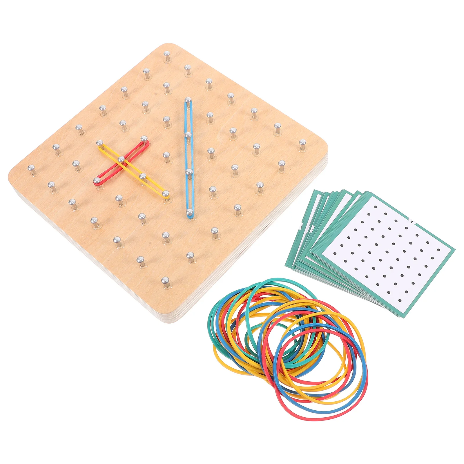 1Set Wooden Nail Board Fine Craft Educational Geoboard Kids Math Learning Tool Parent Child Travel Game Creative Shape Puzzle