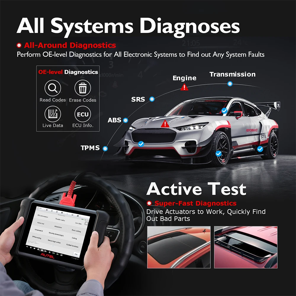 Autel MaxiSys MS906 Automotive Diagnostic Tools All System Code Reader Scanner ECU Coding PK MP808 DS808