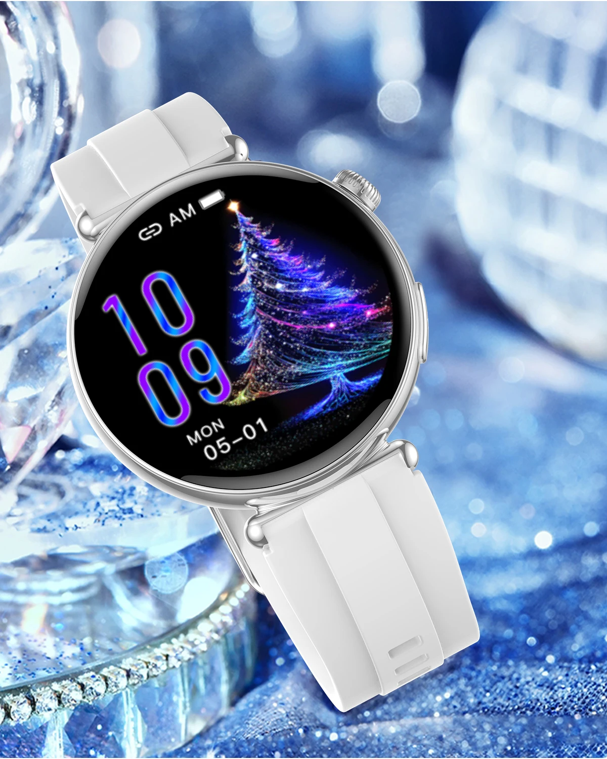 Luxus-Diamant-Smartwatch für Damen, 1,32 Zoll AMOLED-Bildschirm, Herzfrequenz- und Blutdruckmessung, Gesundheitsmonitor, IP68 wasserdicht, Sportuhr – Detail 36