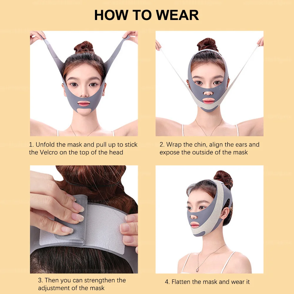 Adjustable V-Face Lifting Mask Tightening Double Chin V-Face Bandage Breathable Skin Care Sleep Mask V Line Face Lifting Straps