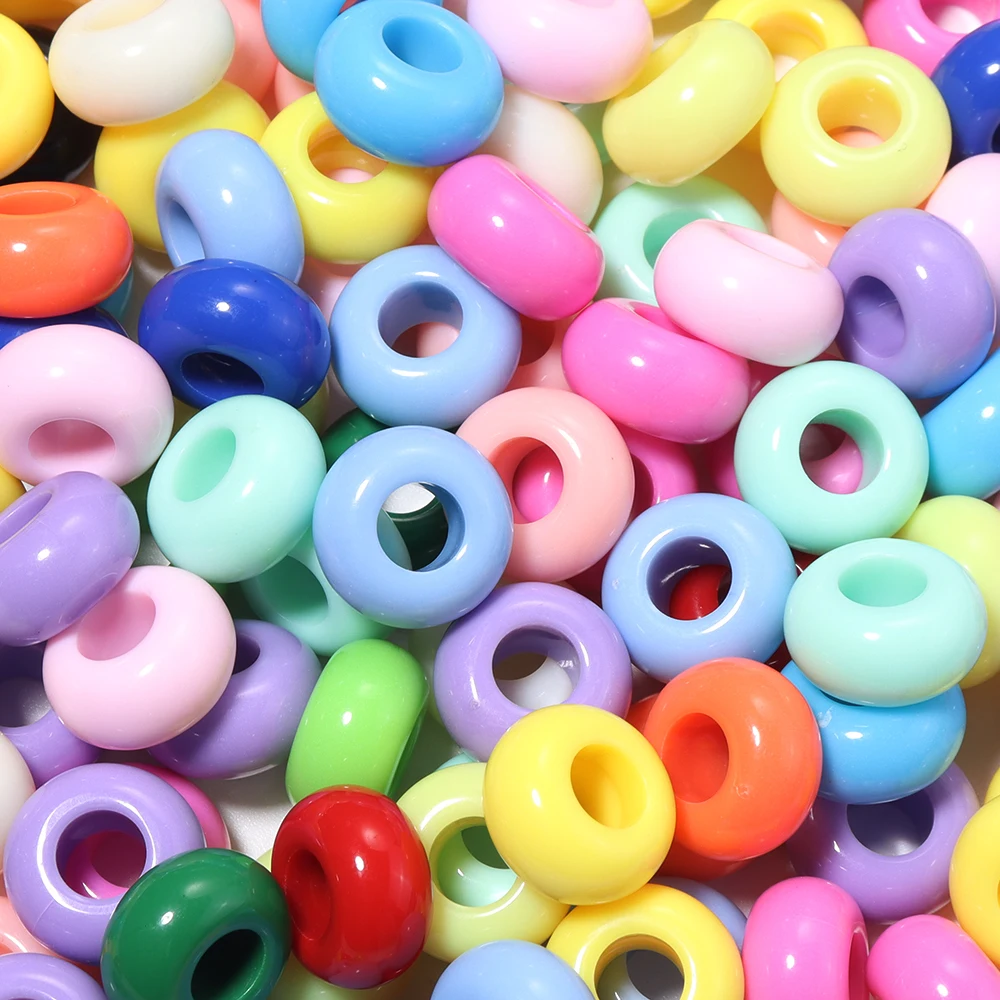 50 Stück Acrylperlen mit großem Loch, bunte lose Abstandsperlen für die Schmuckherstellung, DIY-Halsketten, Armbänder, Schlüsselanhänger-Zubehör – Detail 4
