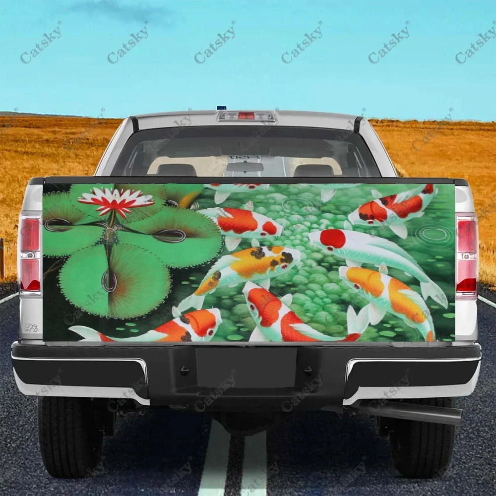 

Japanese Koi Fish Pattern Car Tail Trunk Protect Sticker Decal Car Body Automobile Decoration for SUV Off-road Universal Pickup
