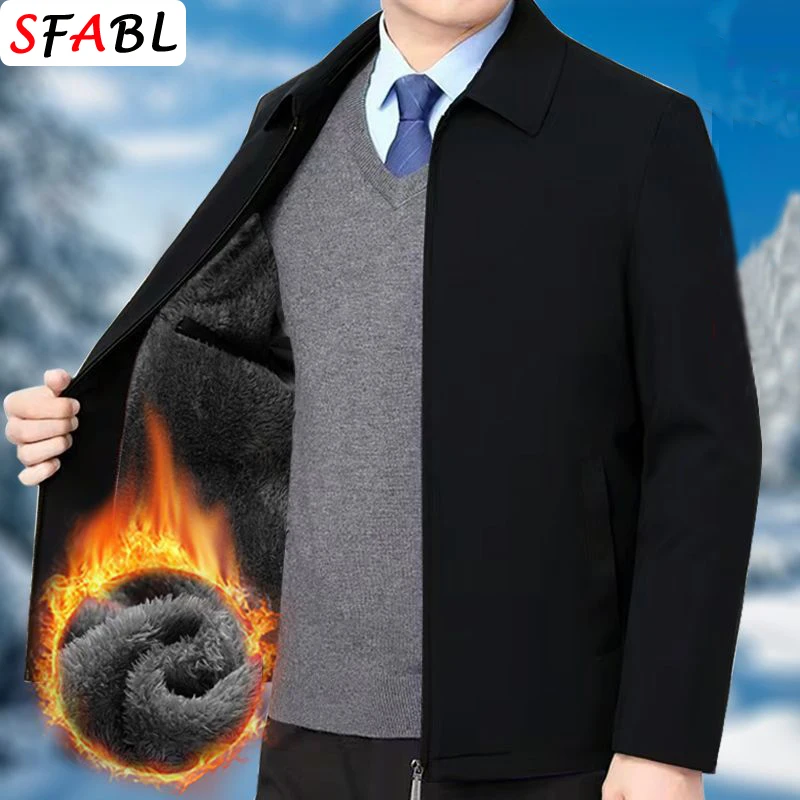 

Thick Fleece Warm Men's Winter Jacket Windproof Men's Winter Coat Fleece Blazer Men Autumn Windbreak Casual Business Coat L-3XL