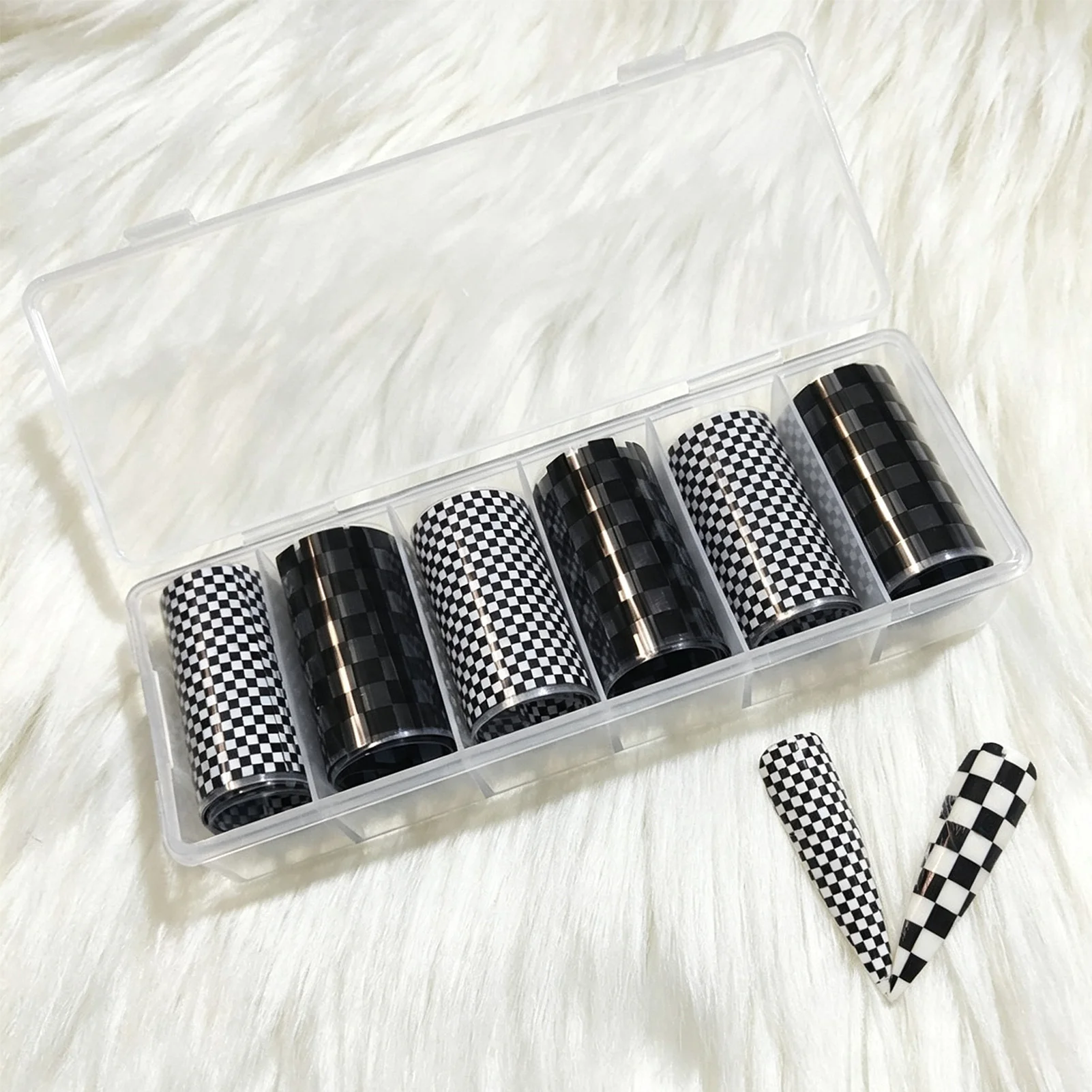 Festival Nail Art Stickers Checkered Pattern PET Film Decals Waterproof Wear Resistant for Party Daily Decoration DIY Nails