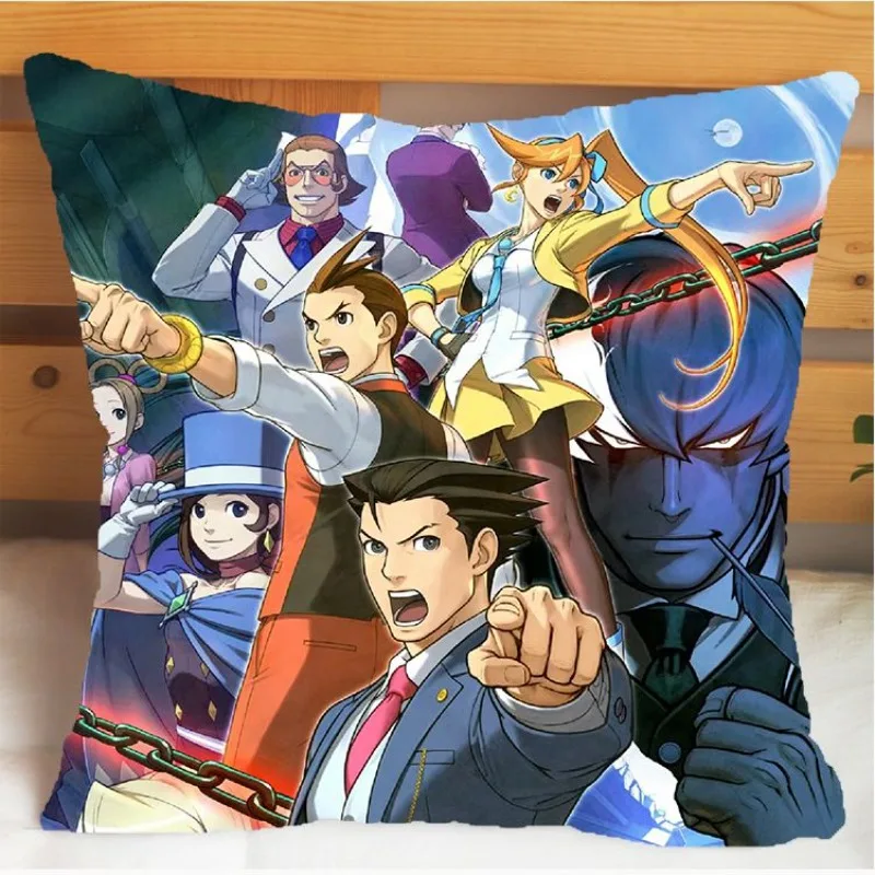 Phoenix Wright Ace Attorney Anime Gyakuten Saiban Pillow and Pillowcase Cushion Cover Case Double Sided Printing Throw Pillows