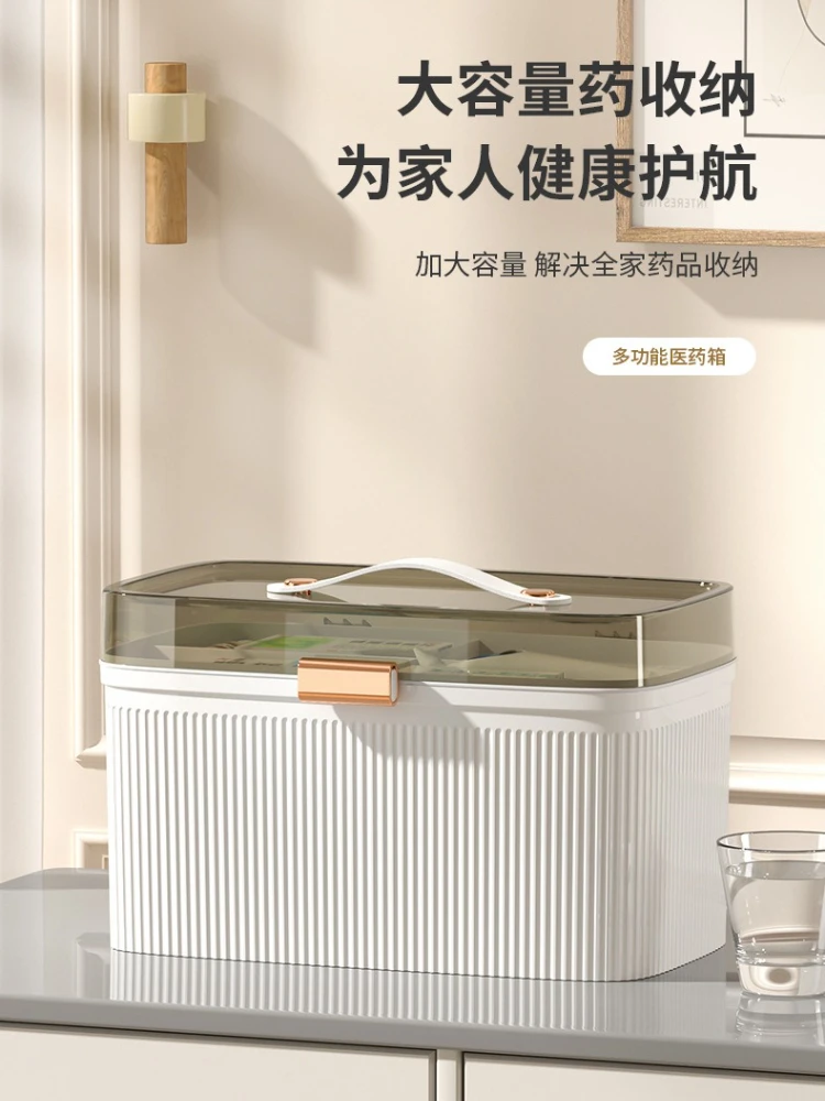 Portable children's household light luxury mask storage box, transparent medical kit household large capacity