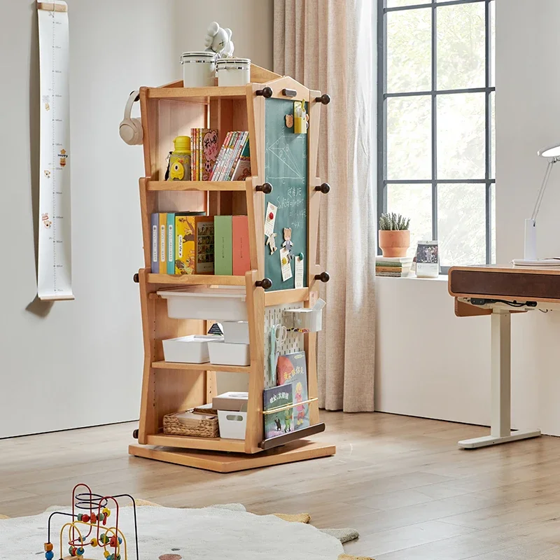 

All solid wood children's bookshelf picture bookshelf floor storage cabinet