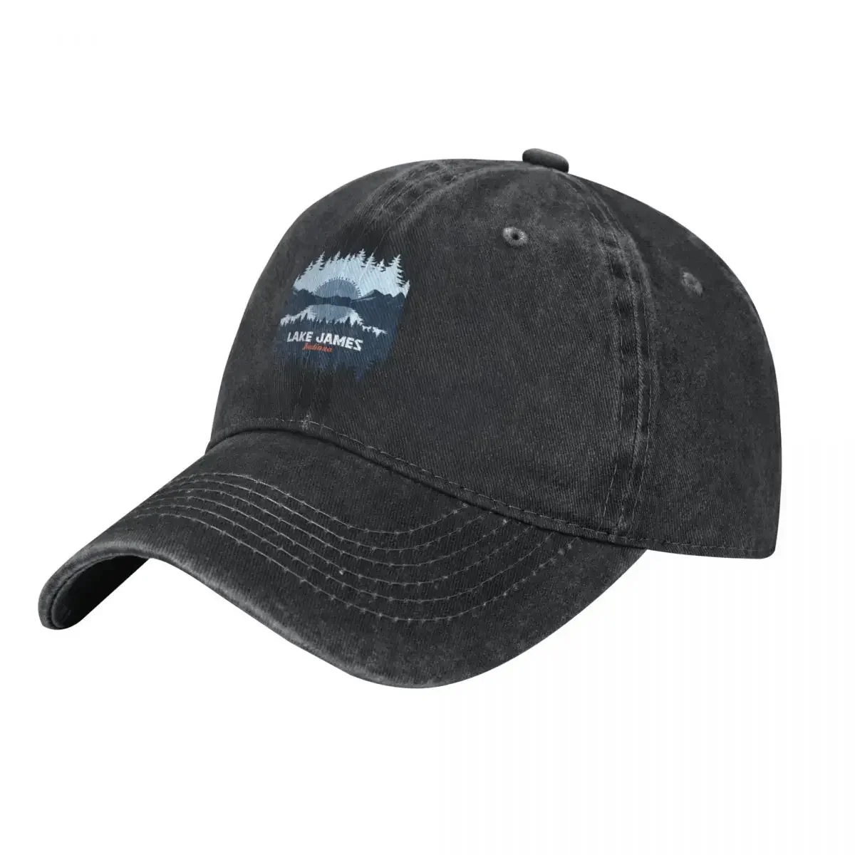 Lake James Indiana Lake With Mountain And Pine Tree Baseball Cap Funny hats Rave Big Size Hat hard hat Women's Beach Visor Men's