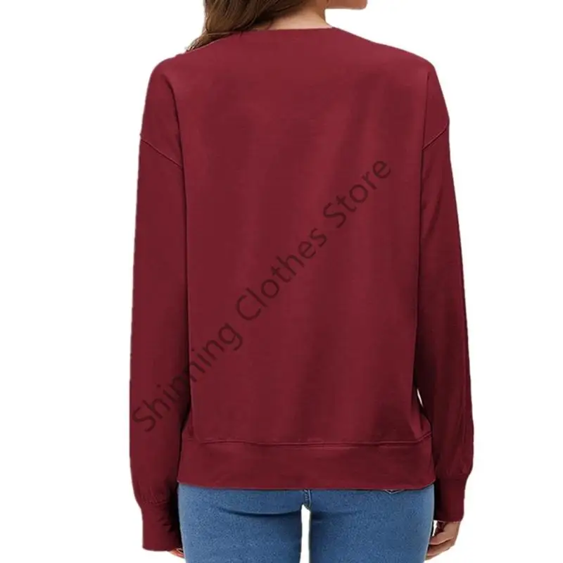 M68A سويت شيرت فضفاض مناسب للحمل وأكمام طويلة مطبوع عليه أزياء مريحة للبطن في فصل الخريف والشتاء قماش مقاوم للغسل #3