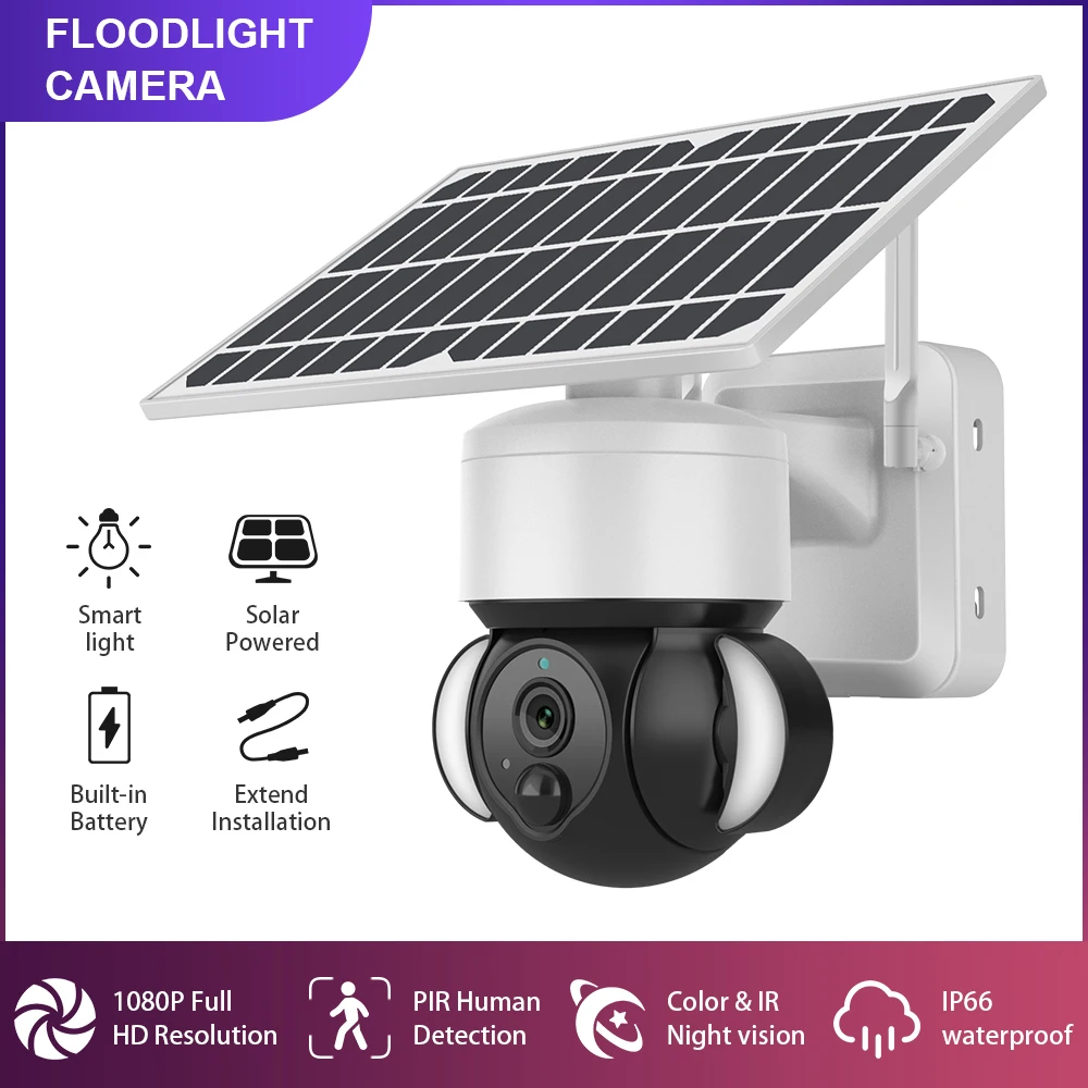 SECTEC 1080P WIFI Mini Camera Solar Powered Outdoor Video Surveillance Cctv Two-way Audio IP66  Outdoor Security Camera Solar