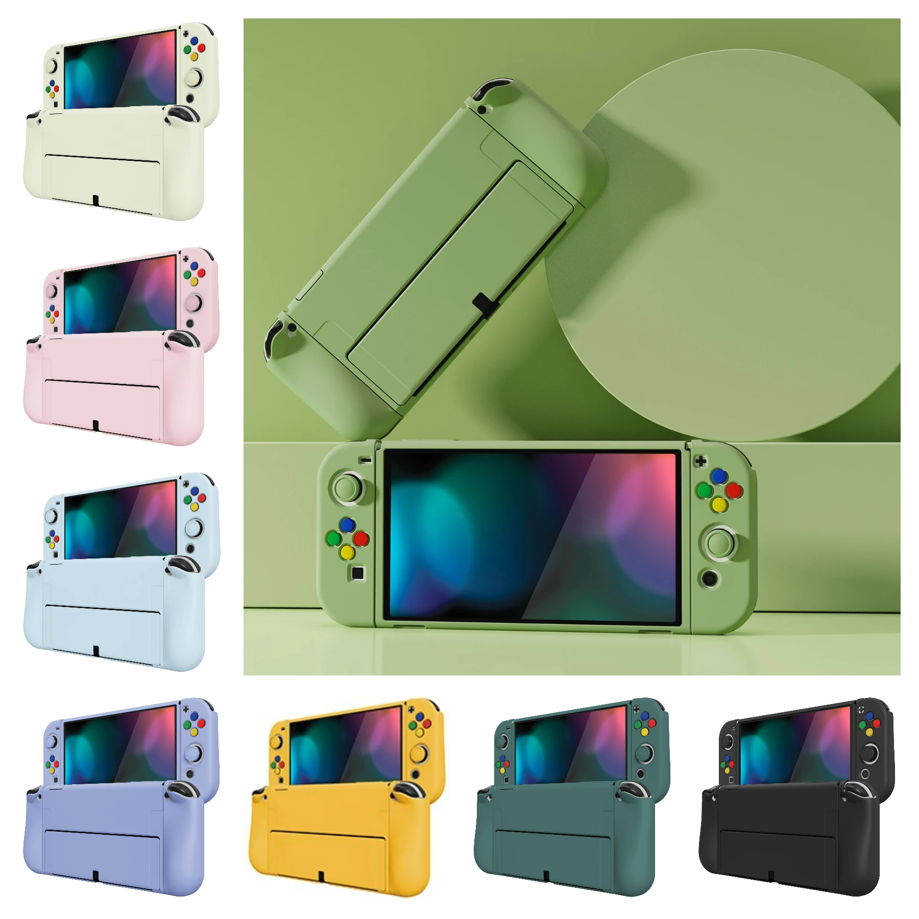 PlayVital ZealProtect Soft Protective Case Protector for Nintendo Switch OLED W/Thumb Grips & ABXY Button Caps - Single Series