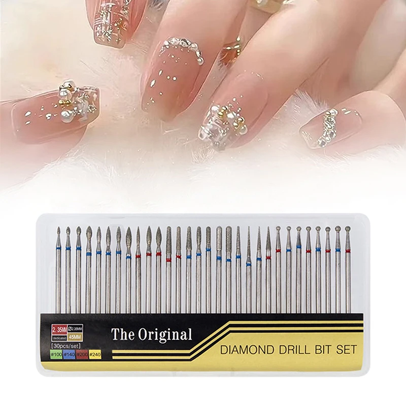 30 unids/set broca de diamante para uñas fresa para manicura pulido broca para exfoliante herramienta de eliminación de esmalte de uñas