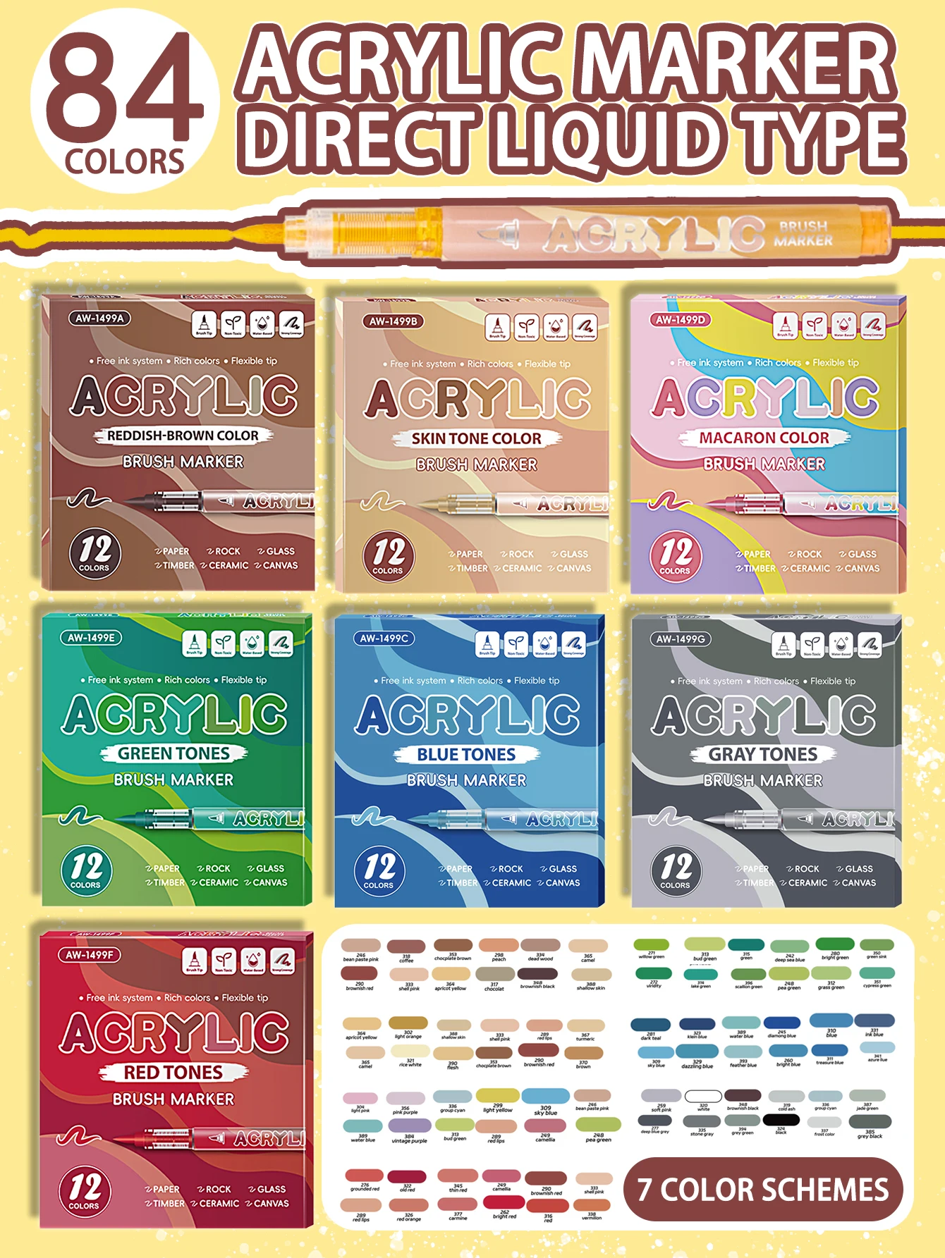 84/12 لون المباشر السائل الاكريليك ماركر طالب الكتابة على الجدران أقلام الطلاء كتيب الكتابة DlY مهرجان هدية مجموعة أقلام الرسم #1
